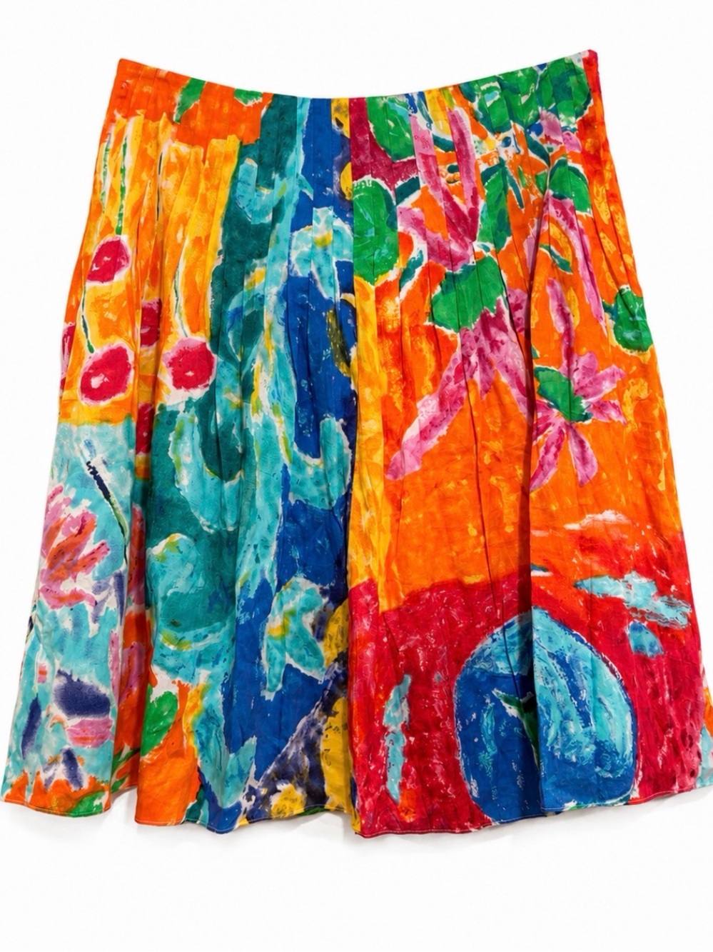 Lauren Ralph Lauren Bright Multicolor Floral Pleated Skirt